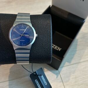 Citizen Eco-Drive Blue Dial Silver Band Watch